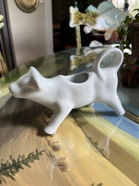 Vintage White Ceramic Cow Creamer - Decorative Home Art